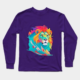 Colorful Lions Head Long Sleeve T-Shirt